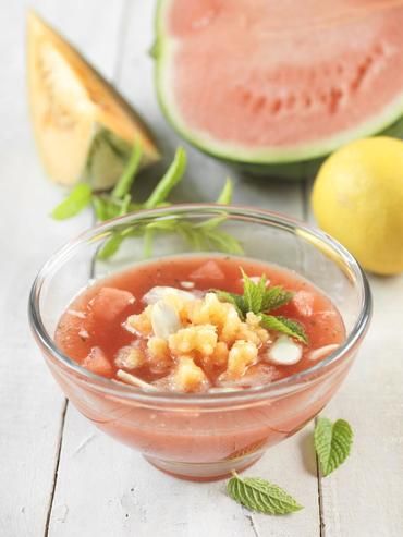 Soupe de pastèque et granité de melon Soupe de pastèque et granité de melon